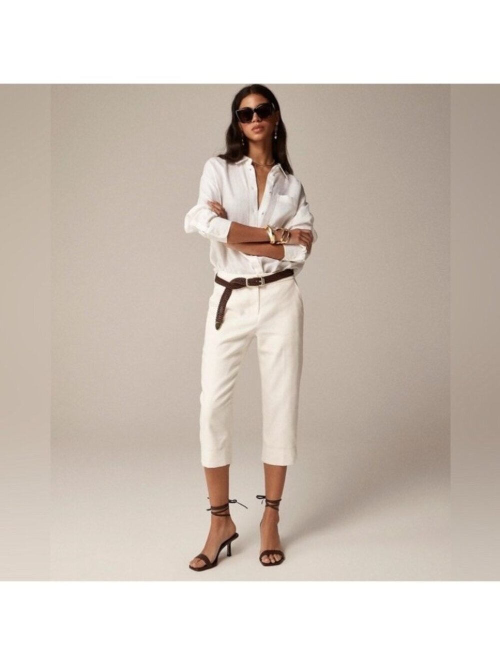 NWT J. Crew Kate Capri Pant Stretch Linen Blend 0P Workwear Office Career